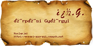 Árpási Györgyi névjegykártya